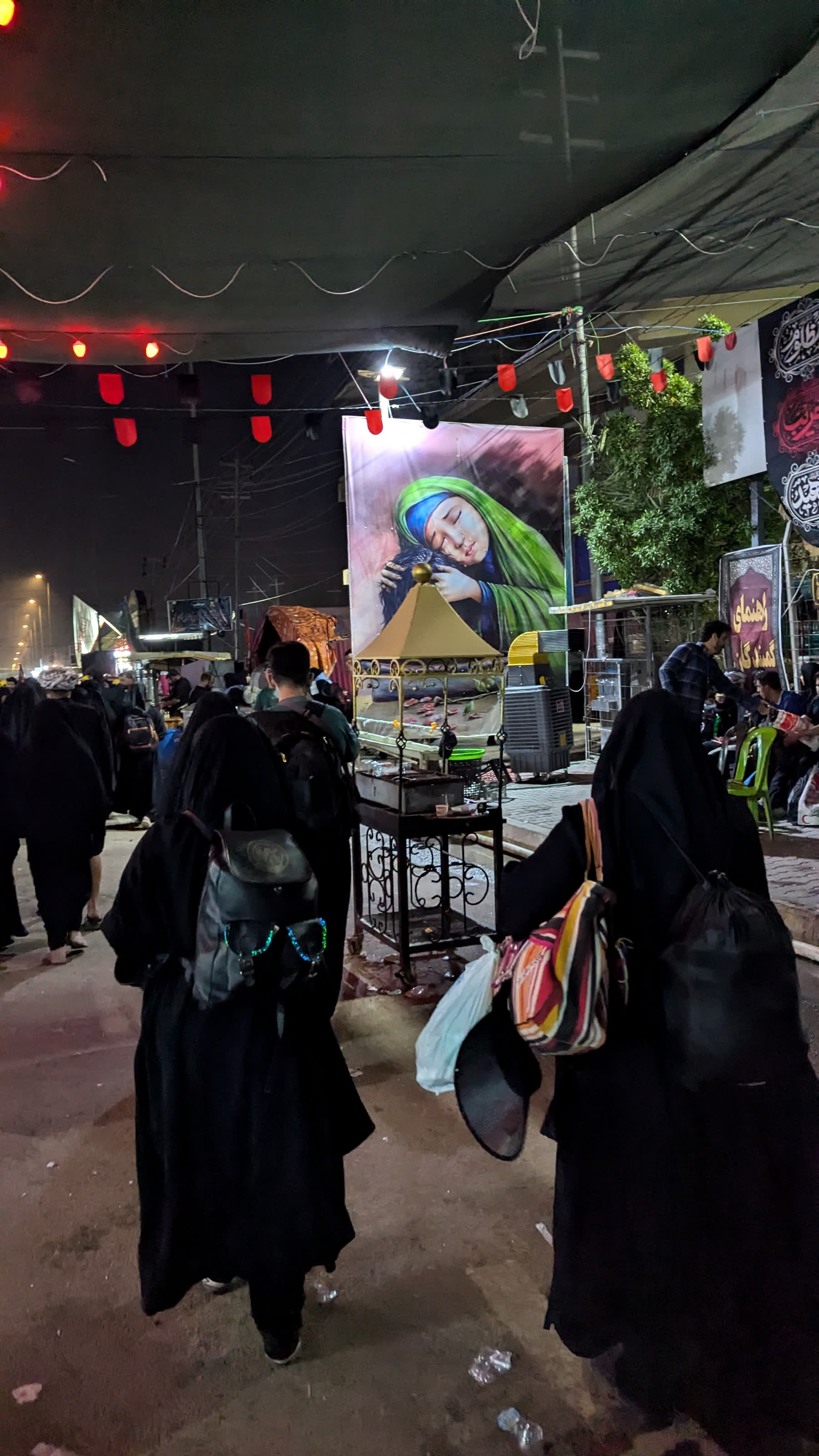 A mawkib area serving pilgrims on the Arba'een route